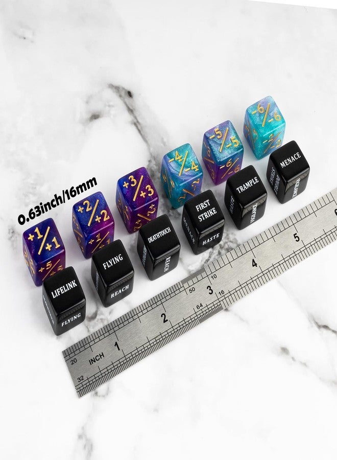 LAMJAM 48 Pieces Keywords MTG Dice Counters Plus 1 Life Counter Dice Abilities Creature Stats Buff Tokens Dice Set for Magic The Gathering, MTG, TCG, Card Games Accessories - Image 2